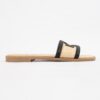 Abia Black Detailed Woven Flat