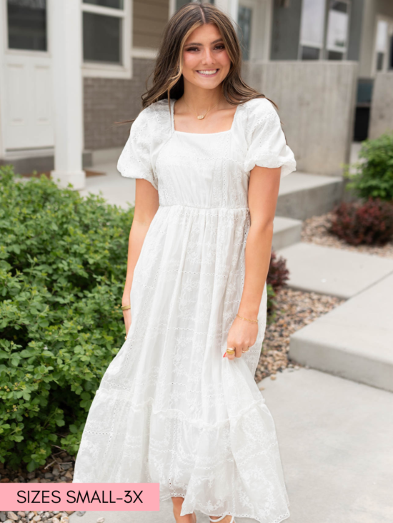 Abbie White Embroidered Dress
