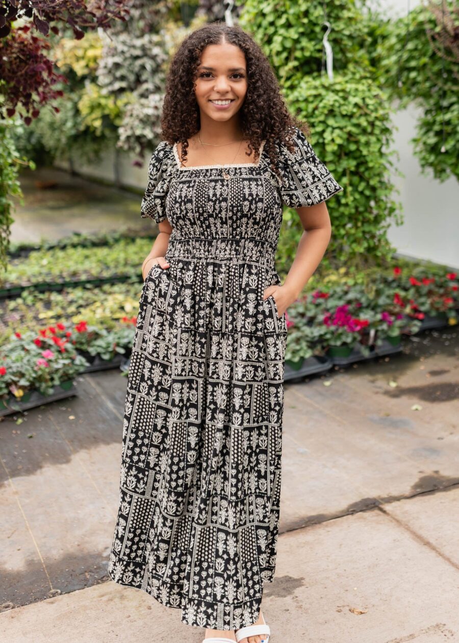 AdelineBlackPrintedSmockedDress_DSC7028.jpg Adeline Black Printed Smocked Dress