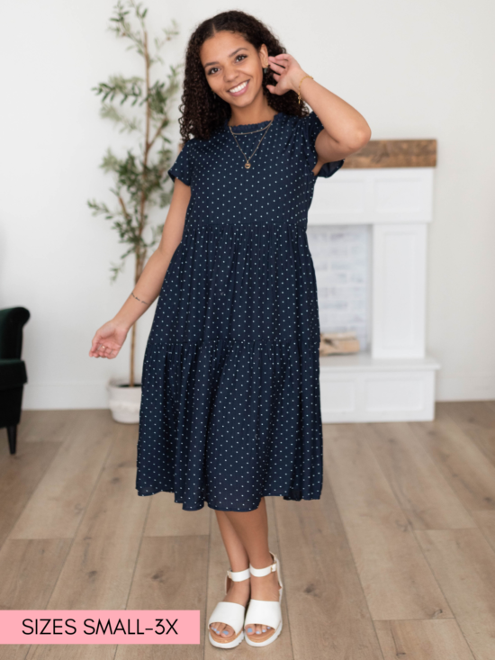 AlexaNavyPolkaDotDress.png Alexa Navy Polka Dot Dress