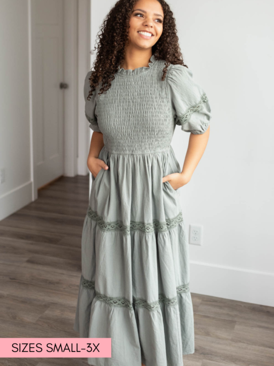 AlexiaDarkSageTieredDress2.png Alexia Dark Sage Tiered Dress
