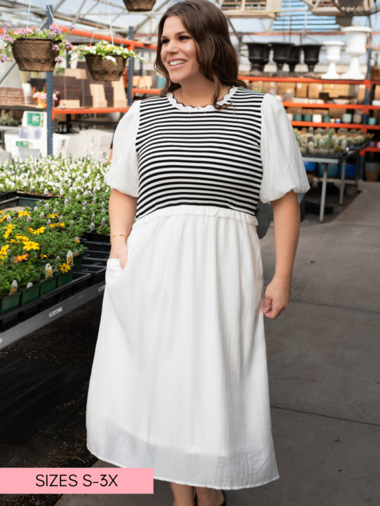 Annika White Striped Dress