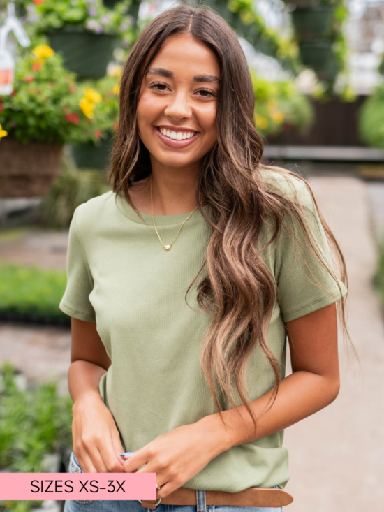Ari Sage Ribbed Top