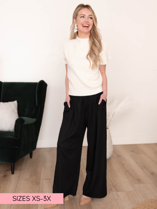 Arya Black Wide Leg Trousers