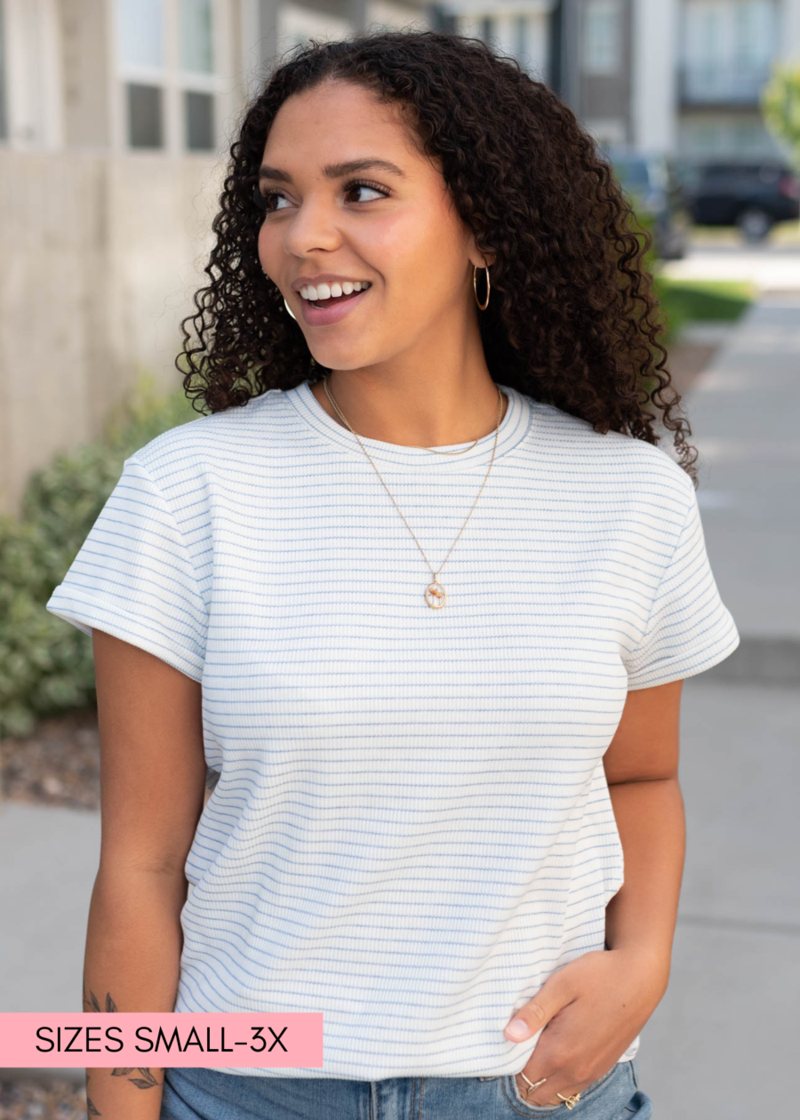 BethanyBlueStripedTop.png Bethany Blue Striped Top