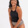 Black Double-Cinch Tankini Top