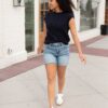 Brea Navy Cap Sleeve Top