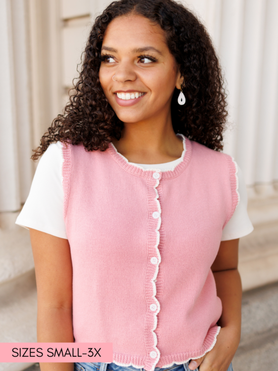 Brianna Dusty Rose Sweater Vest