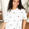 Bridgette Black Embroidered Bow Top