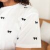 Bridgette Black Embroidered Bow Top