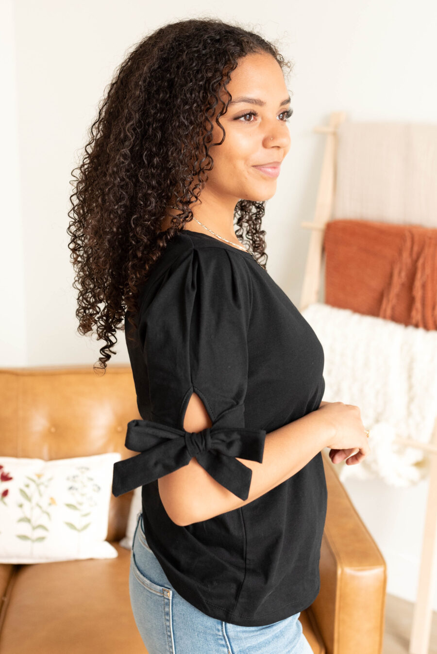 Brielle Black Bow Top