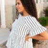 Brynn Black Striped Peplum Top