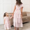 Mira Blush Rose Tiered Ruffle Little Girl Dress