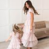 Mira Blush Rose Tiered Ruffle Little Girl Dress