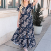 Mollie Navy Blue Patterned Dress