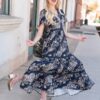 Mollie Navy Blue Patterned Dress