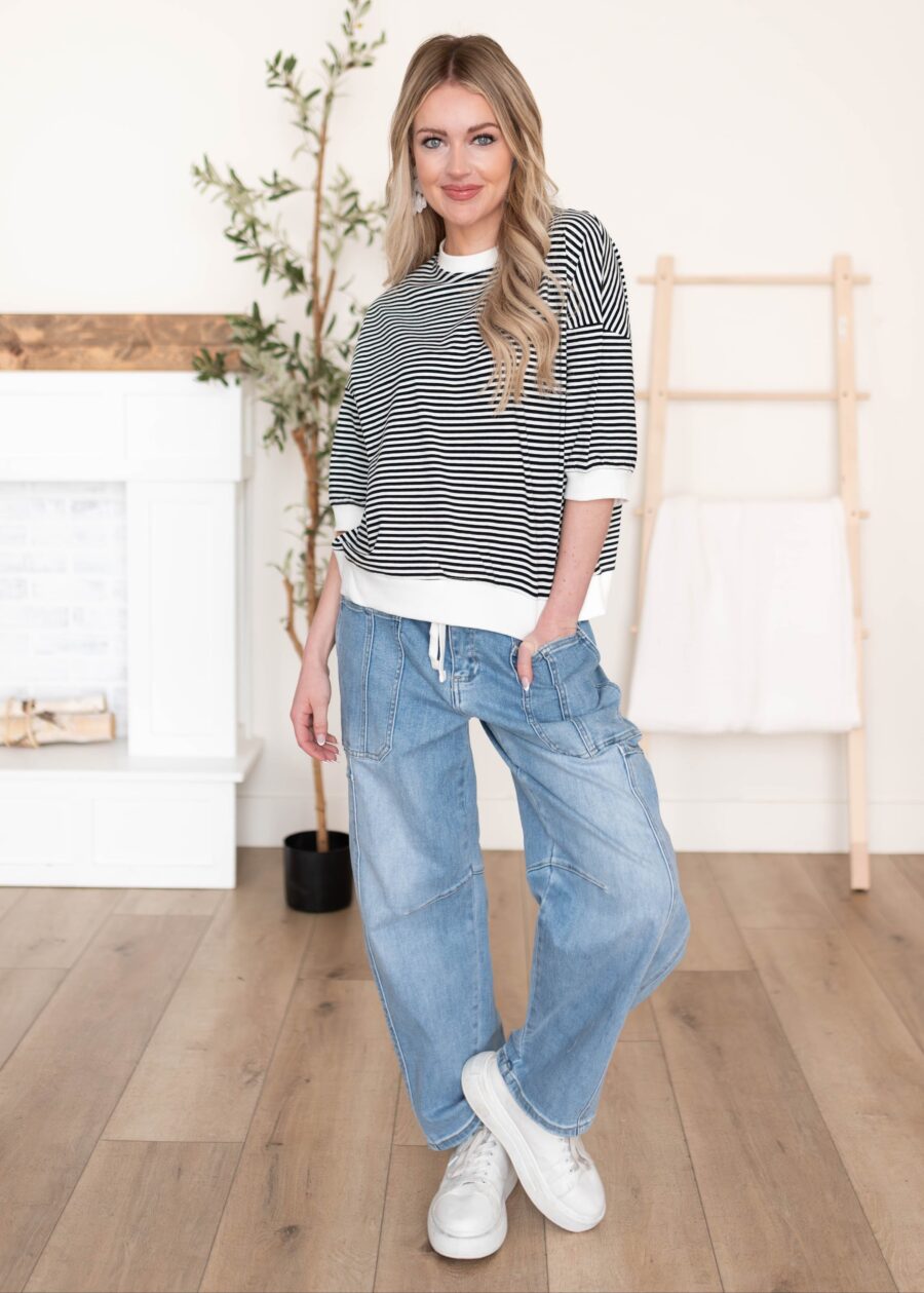 Oaklynn Black Stripe Top