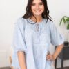 Pemberly Light Blue Striped Top