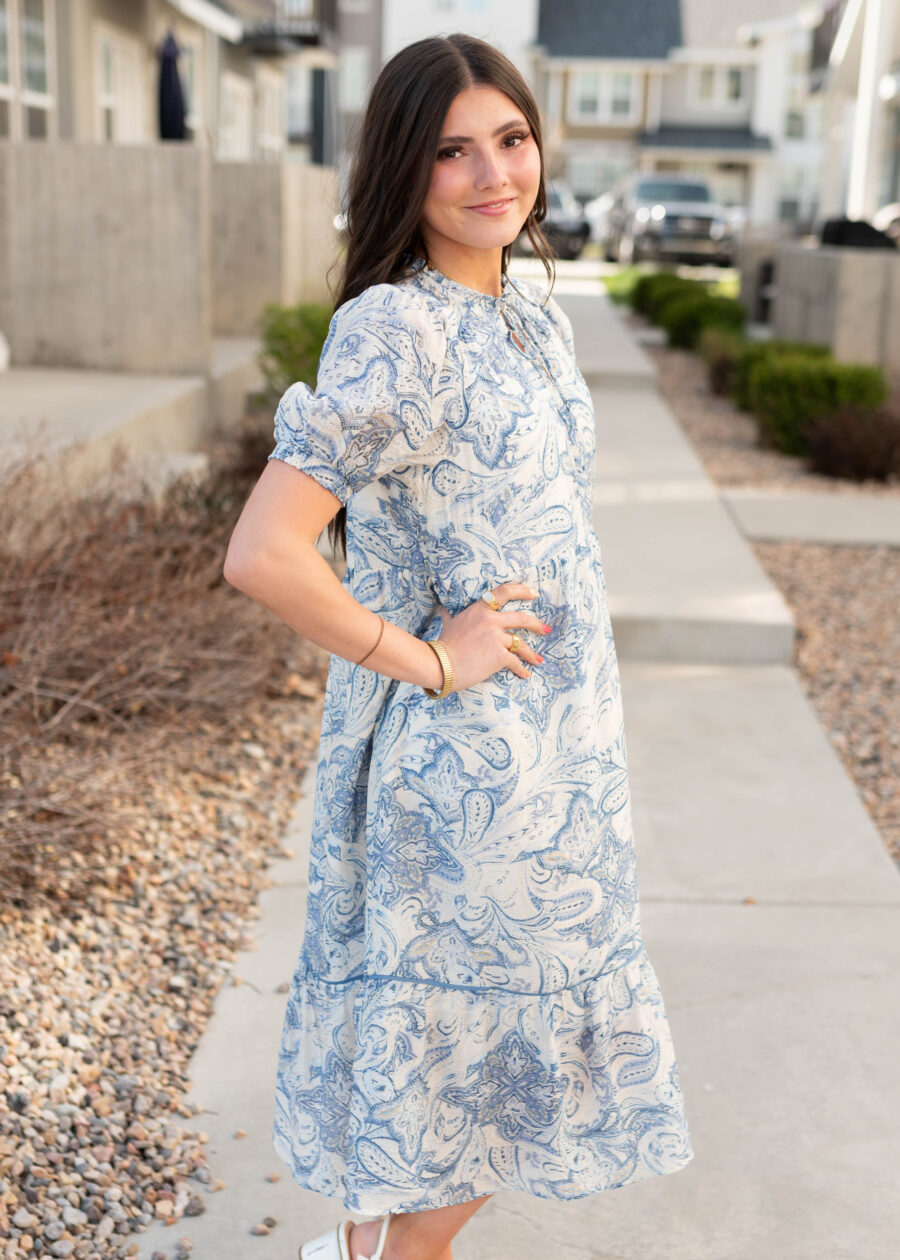 PerlaBluePaisleyPatternDress_DSC8317.jpg Perla Blue Paisley Pattern Dress