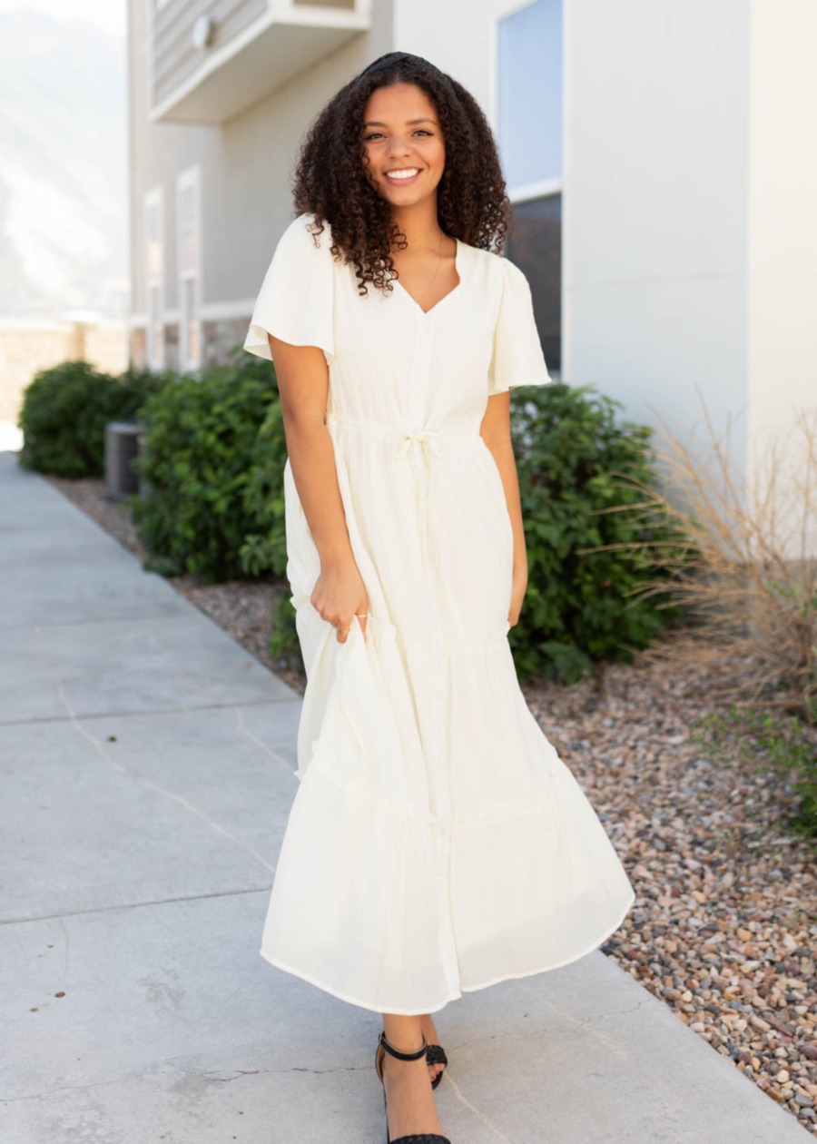 Rebekah Cream Button Down Dress