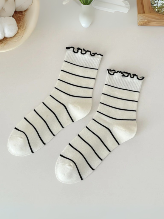 RileyBlackStripedRuffleSocks.png Riley Black Striped Ruffle Socks