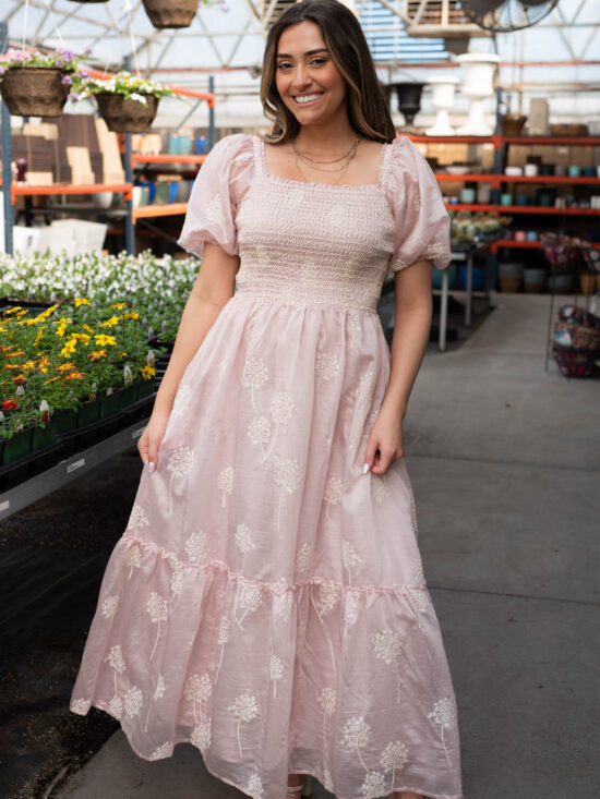 Roselyn Pink Smocked Dress