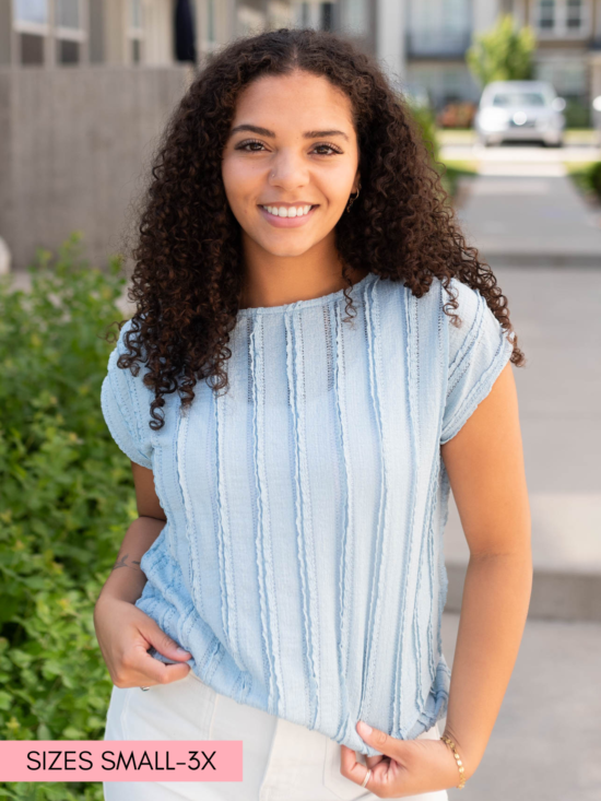 Ruth Blue Textured Top
