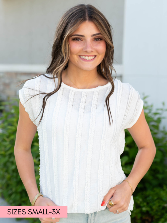 Ruth White Textured Top