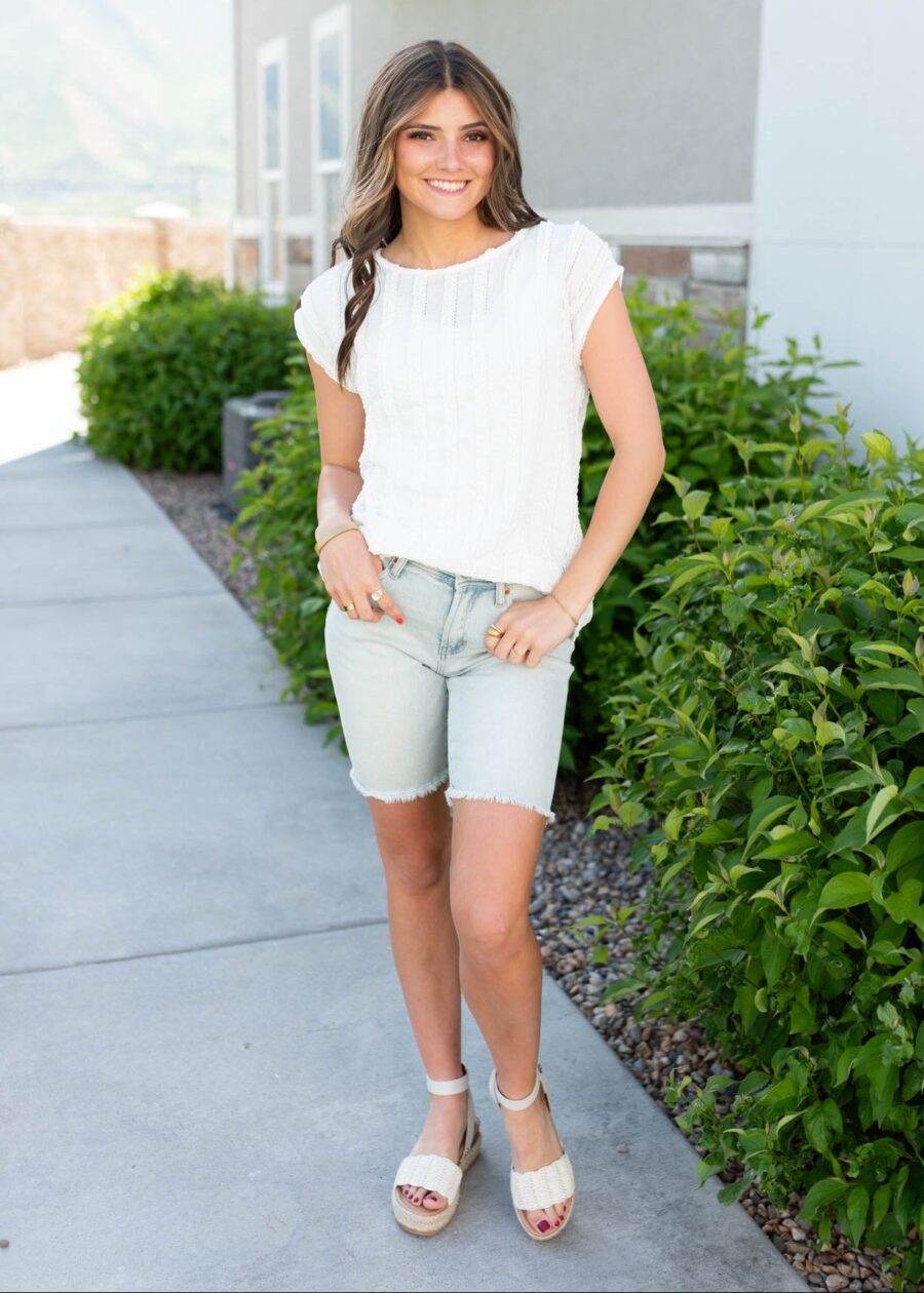 Ruth White Textured Top