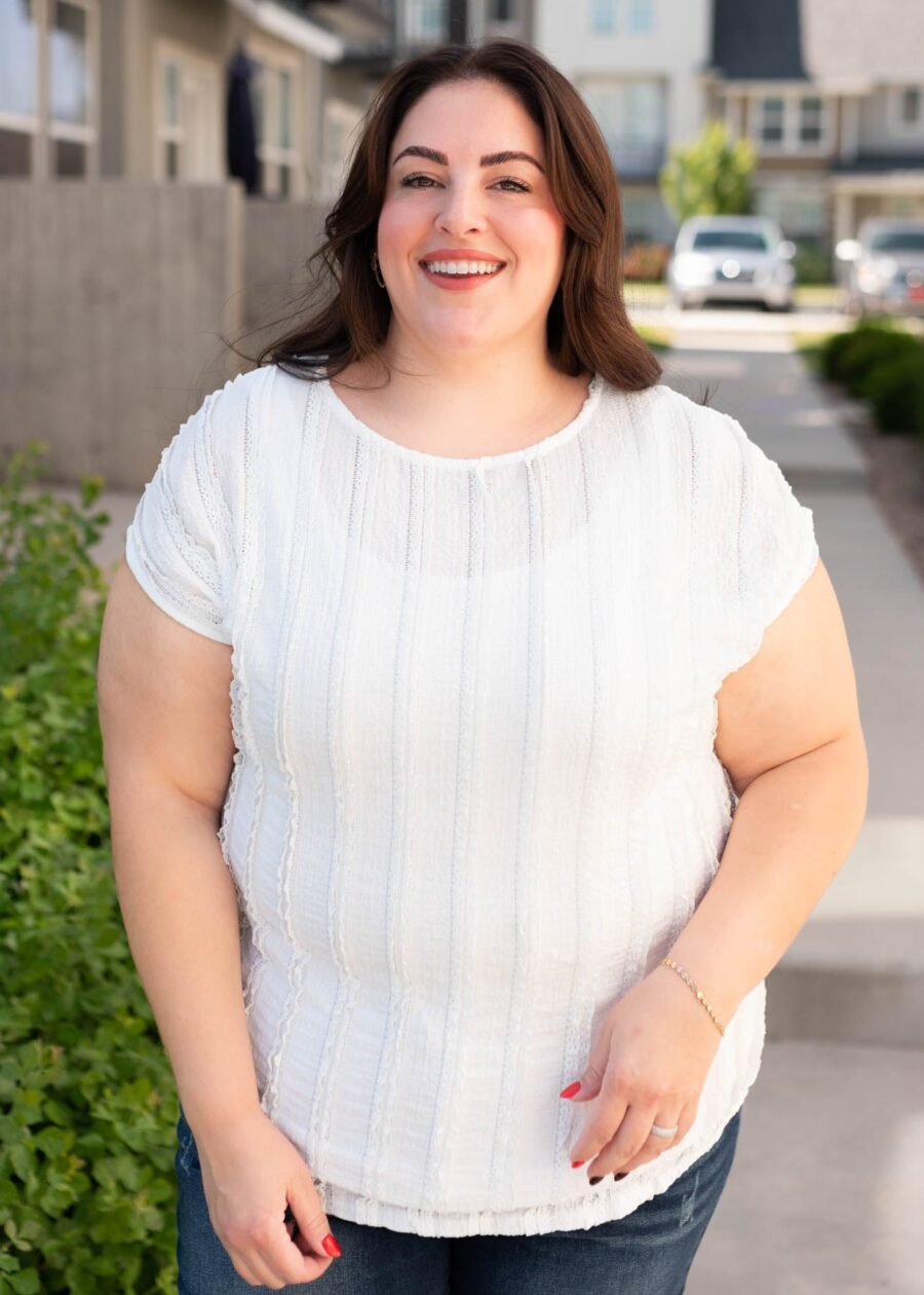 Ruth White Textured Top