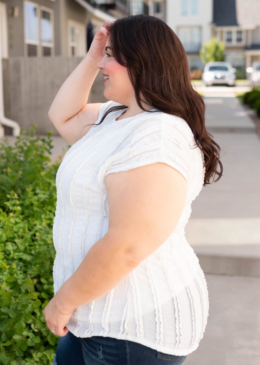 Ruth White Textured Top