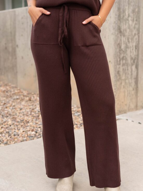 Selene Brown Ribbed Bottoms