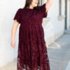 Susannah Wine Lace Dress