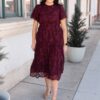 Susannah Wine Lace Dress