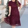 Susannah Wine Lace Dress