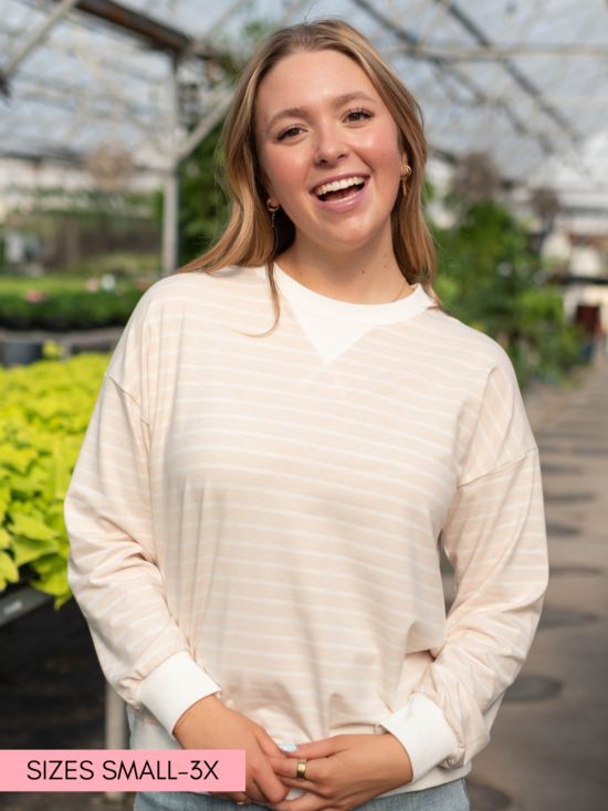 Tessa Beige Striped Pullover