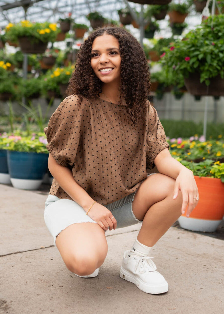 Tia Chocolate Polka Dot Top