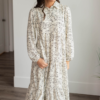 Tris White Floral Pattern Dress