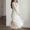 Tris White Floral Pattern Dress