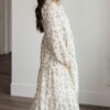 Tris White Floral Pattern Dress