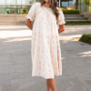 Trisha Beige Floral Embroidered Dress