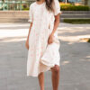 Trisha Beige Floral Embroidered Dress