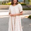 Trisha Beige Floral Embroidered Dress