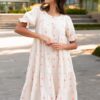 Trisha Beige Floral Embroidered Dress