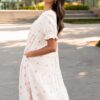 Trisha Beige Floral Embroidered Dress