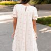 Trisha Beige Floral Embroidered Dress
