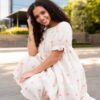 Trisha Beige Floral Embroidered Dress