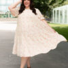 Trisha Beige Floral Embroidered Dress