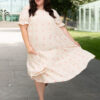 Trisha Beige Floral Embroidered Dress