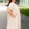 Trisha Beige Floral Embroidered Dress
